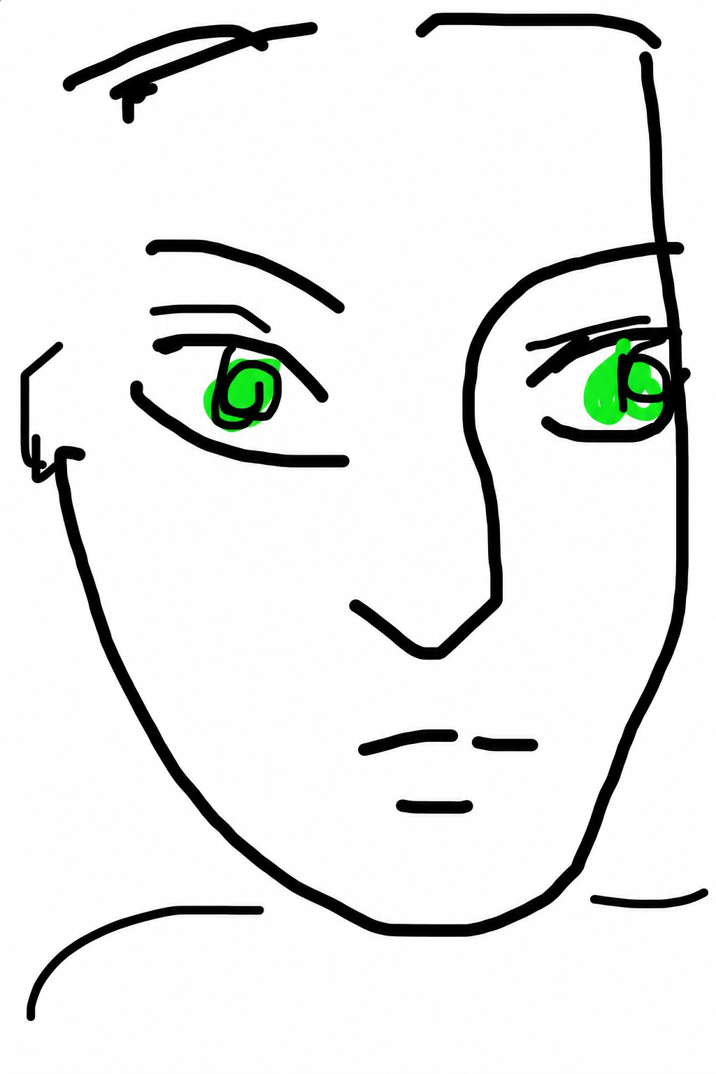 Green eyed portrait sketch by H. Koba for ONE DAY PER DAY